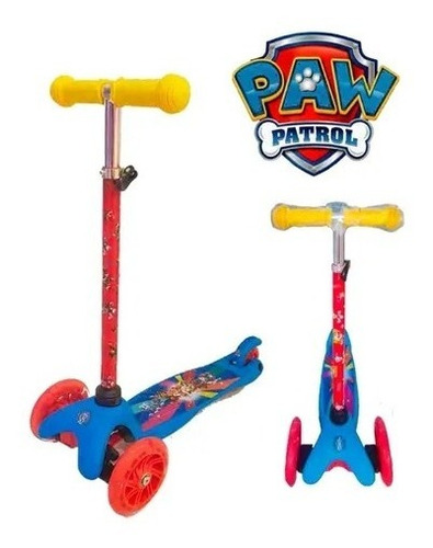 Monopatín Paw Patrol 3 Ruedas Luz Led Seguridad Reforzado