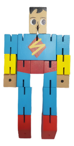 Superhéroe Transformable Cubo Didáctico De Madera Para Niños