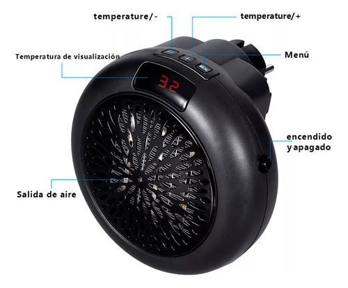 Calefactor De Sobremesa Portátil Multifuncional Con Ventilad