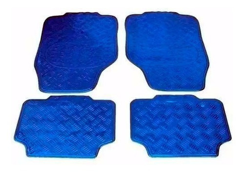 Cubre Alfombra Metalizada Azul Tunning Universal 4 Piezas