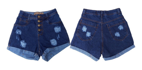 Imagem 4 de 7 de Short Brim Jeans Cintura Alta Hot Pants Coloridos Kit C/3