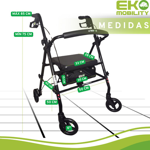 Andadera Con Ruedas Y Asiento / Andadera Rollator Negra