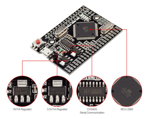 Mega 2560 Pro Mini Para Arduino Atmega2560 Ch340 Micro Usb