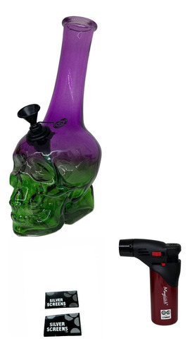 Bong Dyk Calavera Pyrex + Encendedor Soplete + Regillas