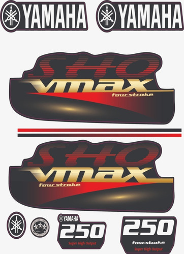 Yamaha Vmax 250 Hp Motor De Popa Decalques Adesivo