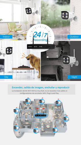 Kit Nvr Ip Wifi 8 Cámaras Full Hd 2mp Sricam Srihome Nvs001