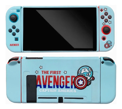 Carcasa Para Nintendo Switch, Diseño Capitán Am, Avenger.