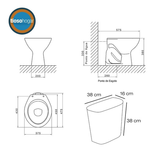 Imagen 6 de 10 de Inodoro Corto Sanitario Onix Mochila Colgar Loza Tapa Baño