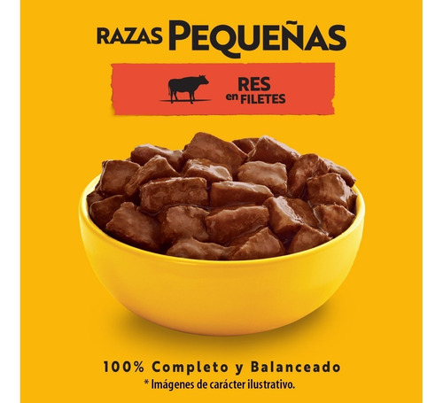 Imagen 5 de 6 de Pedigree Alimento Húmedo Raza Pequeña Res Filetes 10 Sobres