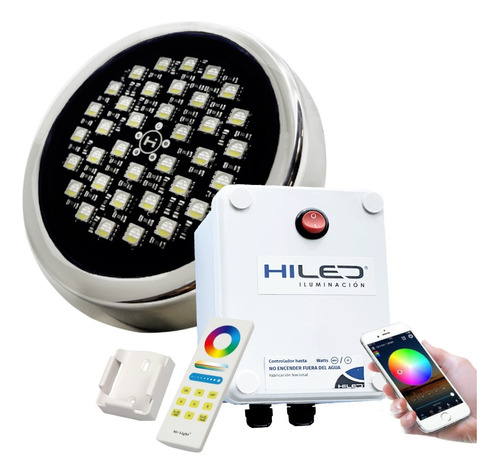 1 Luz Para Pileta Led Rgbw 12w +fuente+control Remoto+wifi