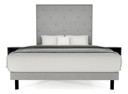 Recamara Cima Quintana King Size Base + Cabecera + 2 Buros Color Gris Claro