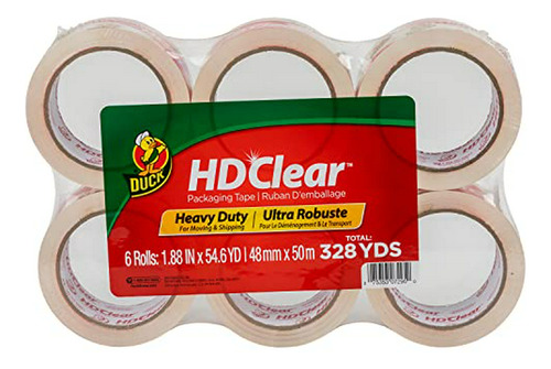 Duck Hd Clear Heavy Duty Packing Tape Refill, 6 Rollos, 1.88