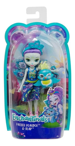Muñeca Enchantimals Patter Peacock & Flap Mascota Mattel