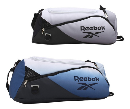 Bolso Reebok Deportivo Urbano Viaje Gimnasio Color Blanco Y Negro Lisa