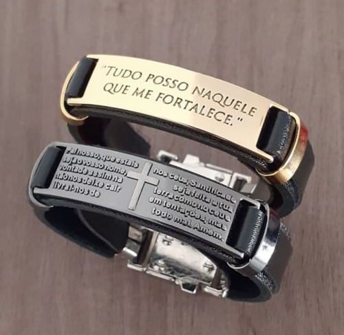Kit Com 10 Pulseira Masculina Couro Preto Atacado Revenda