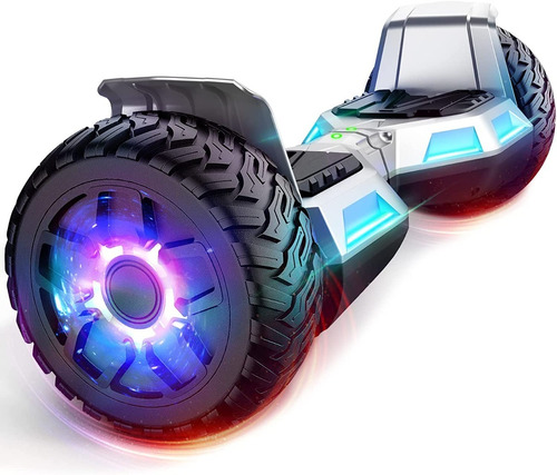 Hoverboard Todoterreno C/altavoz Bluetooth Y Luz Led; Plata