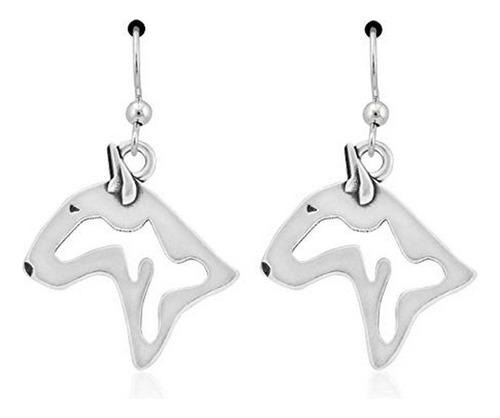 Aretes Anzuelo - Pendientes Bull Terrier De Plata De Ley, Ca