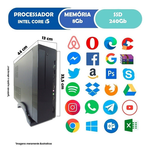 Imagem 2 de 3 de Pc Computador Cpu Slim Core I5 +ssd 240gb, 8gb+ Monitor 19