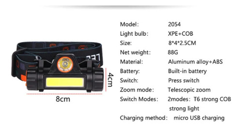 Linterna Led Recargable Para Casco Sin Intereses