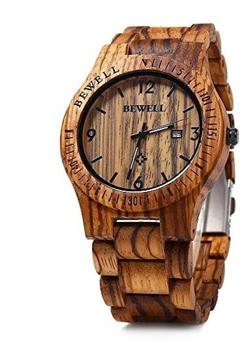 Bewell W086b Reloj De Madera Para Hombre Reloj Analógico De