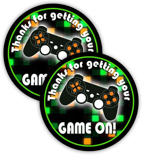 Gaming Green Party Favor Stickers 40 Favor Bag Stickers...