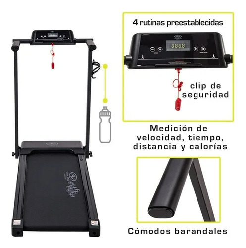 Caminadora Plegable Con Soporte De Botella De 2.0hp Negro