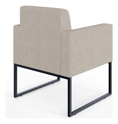 Kit 02 Poltronas Decorativas para Sala Recepção Base Fixa De Metal Helô L02 Linho Bege