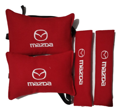 Forros Cinturón Seguridad Mazda Rojo Bordado