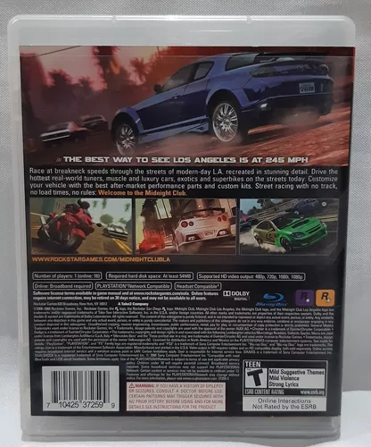 Jogo Ps3 Midnight Club Los Angeles Original Playstation 3