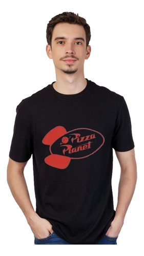 Remera Negra - Pizza Planet Toy Story - Unisex - Manga Corta