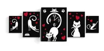 Comprar Cuadros Relojes Poliptico Gatitos Amor Siames Persa Gato 