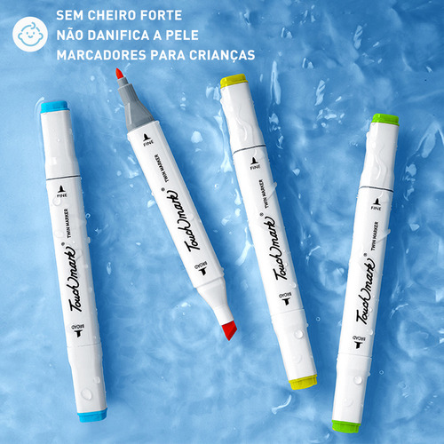 Kit Estojo Canetinhas Permanente Ponta Dupla 48 Cores
