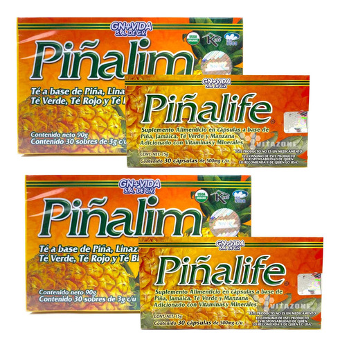 Piñaliim Té Original 2 Cajas 30 Sobres Y Piñalife 2 Cajas 30