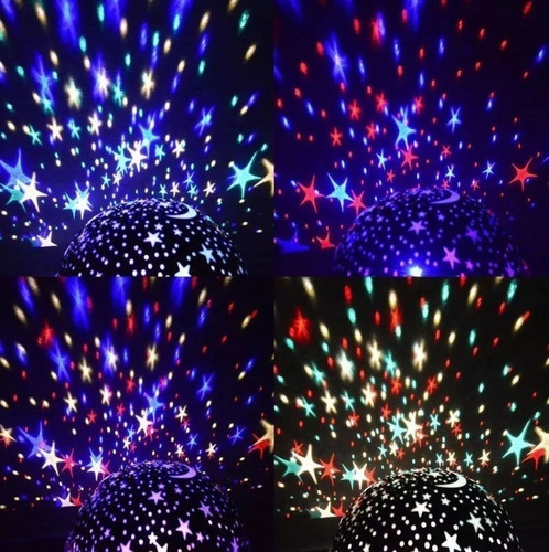 Luminaria Abajur Rotativa Projetor Globo Estrela Criança Fes