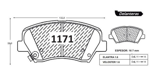 Pastillas De Freno Delanteras Elantra-veloster-1.6 Del 11/14