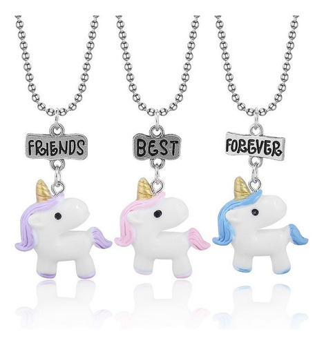 V Set 3 Collares Unicornios Best Friends Forever Amigos