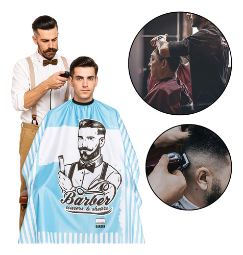 Kit Combo Set De 3 Capas De Barbería Peluquería Profesional Capa Argentina Barber Celeste