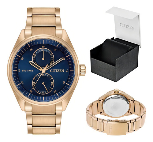 Reloj Citizen 60936 Ecodrive Bu3013-53l Hombre Rose Gold Color del fondo Azul