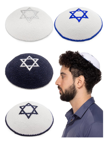 Paquete De 4 Piezas - Hq 17 Cm Kippah De Punto Hecho A Mano 