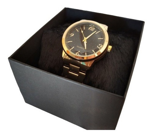 Relógio Dourado Brilhante Feminino Luxo Elegante Blogueiras