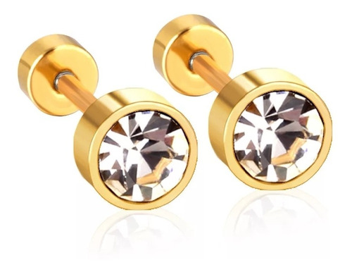 Aretes De Oro Laminado Dobles Con Zirconias Calidad Diamante