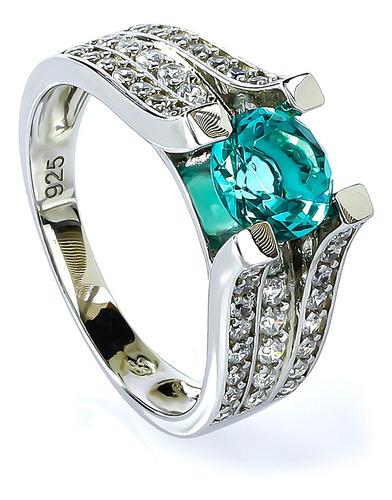 Anillo De Boda Plata Con Paraiba
