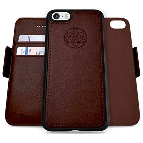 Funda Cartera Para iPhone 5/5s/se1 Coffee Luxury Vegan Le-02