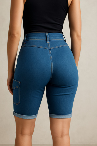 Short Bermuda Para Mujer De Mezclilla Corte Colombiano