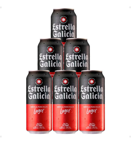 Cerveza Estrella Galicia Lager Lata 473ml X6 Unidades Otec