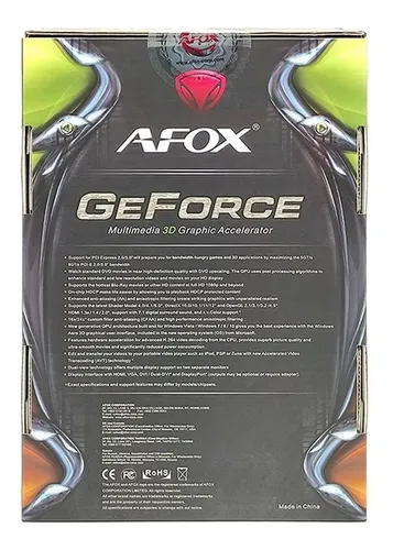 Placa de Vídeo Afox Nvidia GeForce GT 610 2GB DDR3 HDMI DVI VGA
