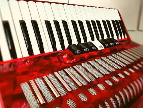 Sanfona/gaita/acordeon Todeskini 120 Baixos 7 Registros Cor Vermelho