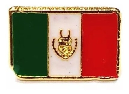 Bótom Pim Broche Bandeira México 13x9mm Folheado A Ouro