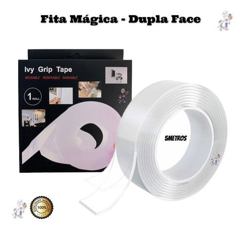 Super Fita Mágica Nano Adesiva Dupla Face Cola Quadro Tapete