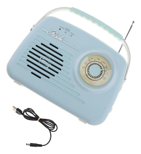 Radio Portátil De Diseño Retro, Material Pp, Azul